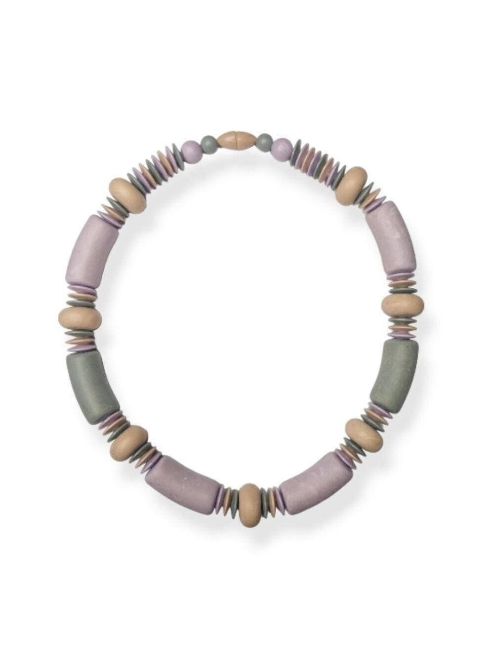 1987 Vintage Morandi Pastel Purple Green & Cream Chunky Bead Necklace